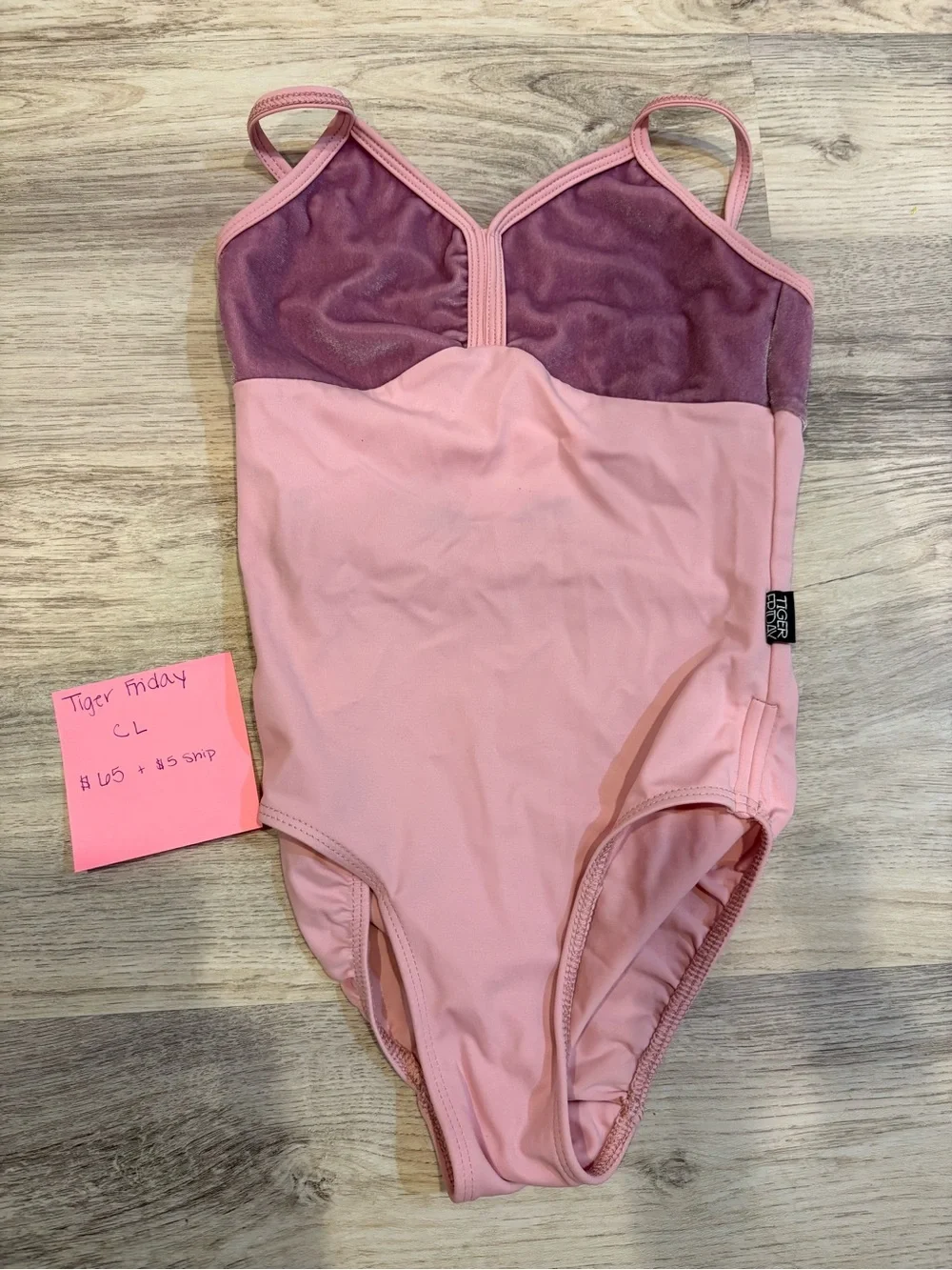 Tiger Friday Girls' Pink Two-Tone Dance Leotard
